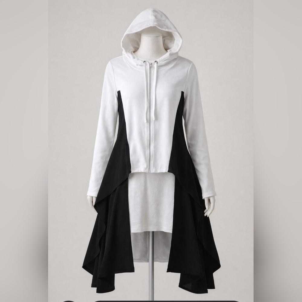 DUBGEE by WHOOPI Chic White and Black Hooded Jacket / Oversized MSRP $98